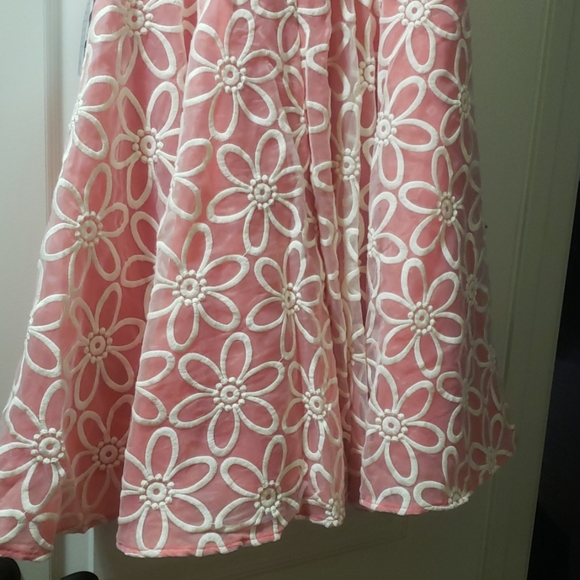 Kaya & Sloane Melon/ white Fit & Flare Dress - Picture 6 of 6